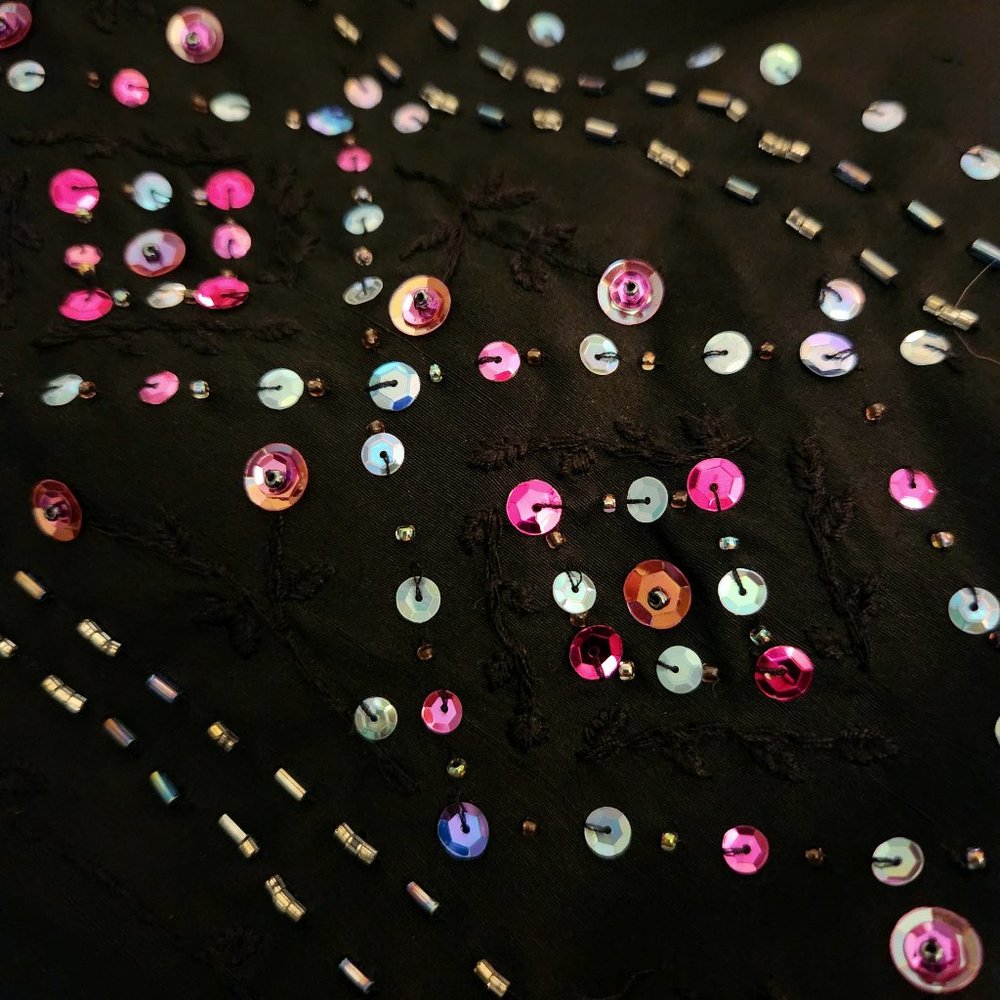 Vintage Beaded Silk Black Skirt - Picture 3 of 4